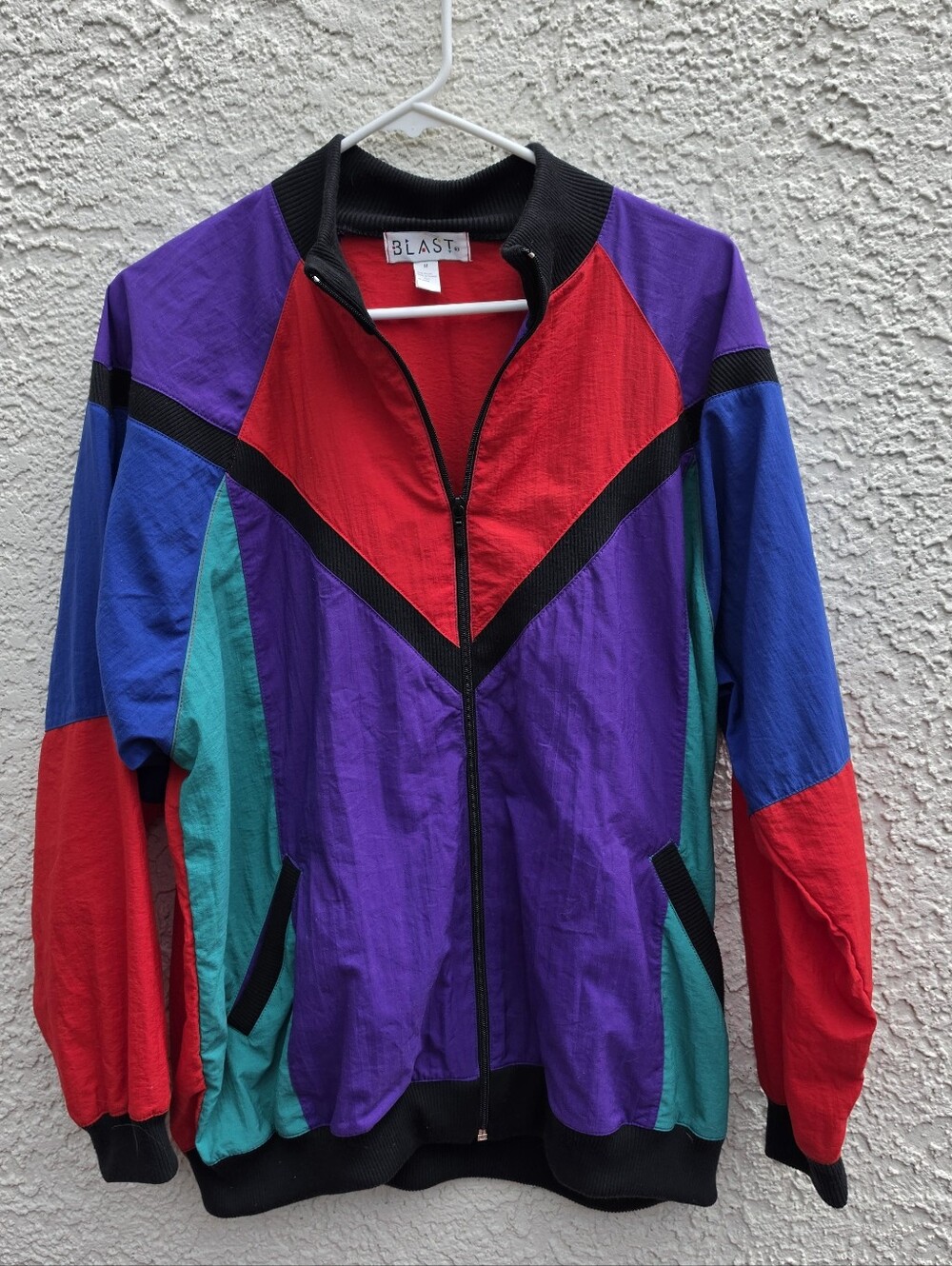 Vintage Blast 80s Color Block Windbreaker Jacket